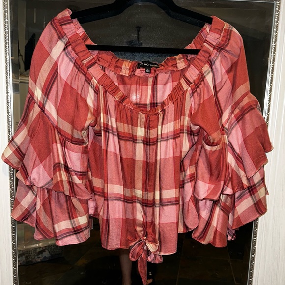 Off the shoulder plaid blouse - Picture 2 of 2